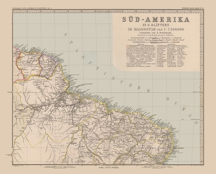 Picture of SOUTH AMERICA BRAZIL SURINAME - STIELER 1885