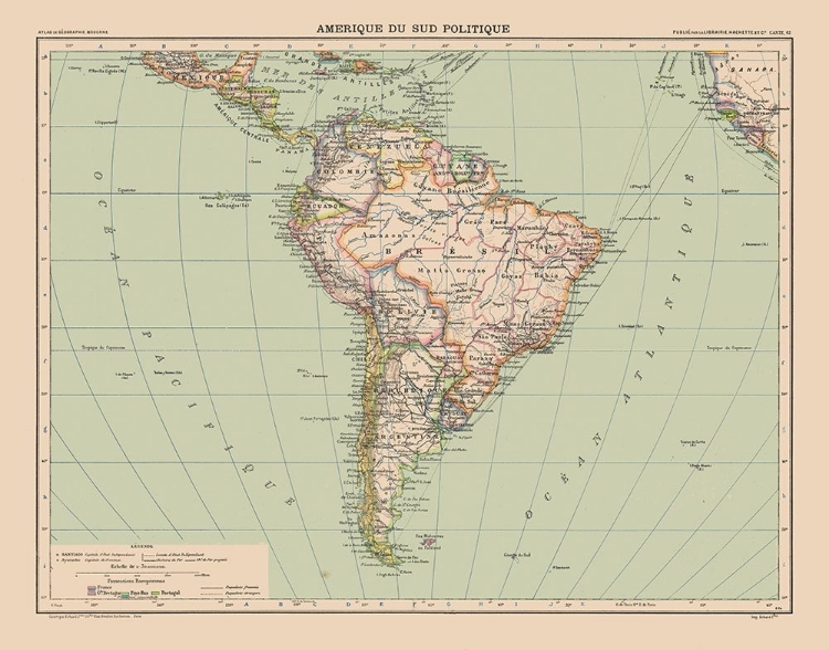 Picture of SOUTH AMERICA POLITICAL - SCHRADER 1908