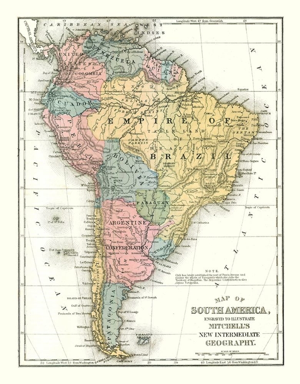 Picture of SOUTH AMERICA - MITCHELL 1869