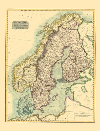 Picture of SCANDINAVIA SWEDEN DENMARK NORWAY - THOMSON 1814