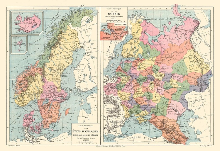 Picture of POLITICAL SCANDINAVIA RUSSIA SWEDEN NORWAY DENMARK