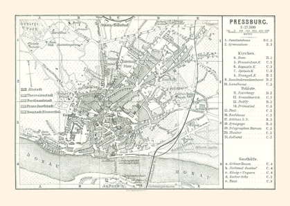 Picture of BRATISLAVA SLOVAKIA EUROPE - BAEDEKER 1896