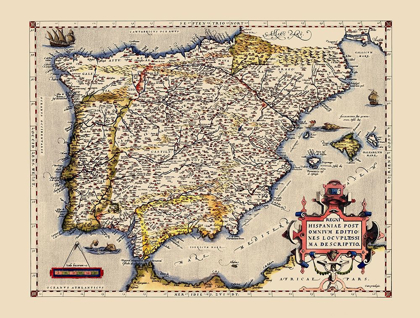 Picture of IBERIAN PENINSULA SPAIN PORTUGAL - ORTELIUS 1592