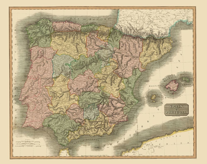 Picture of IBERIAN PENINSULA SPAIN PORTUGAL - THOMSON 1817