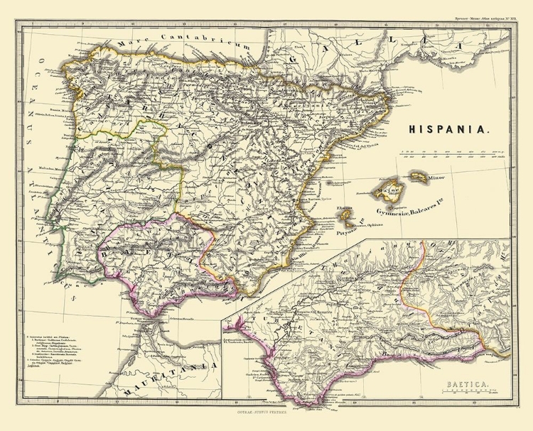 Picture of HISPANIA IBERIAN PENINSULA - PERTHES 1865