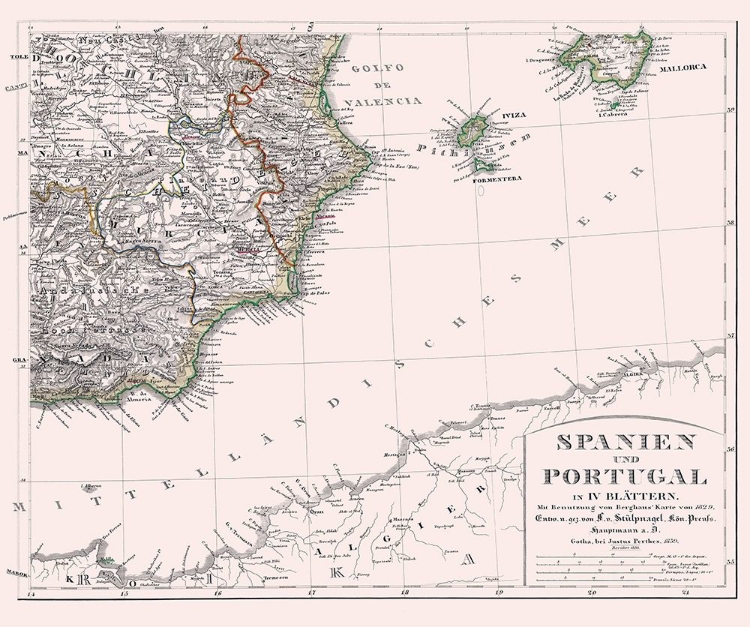 Picture of SOUTHEAST SPAIN PORTUGAL - PERTHES 1850