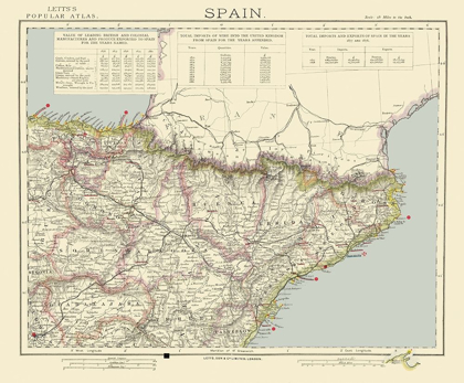 Picture of NORTHEAST SPAIN - LETTS 1883