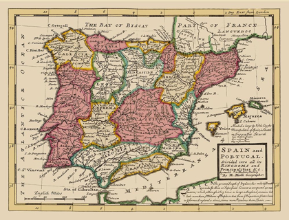 Picture of SPAIN PORTUGAL - MOLL 1736