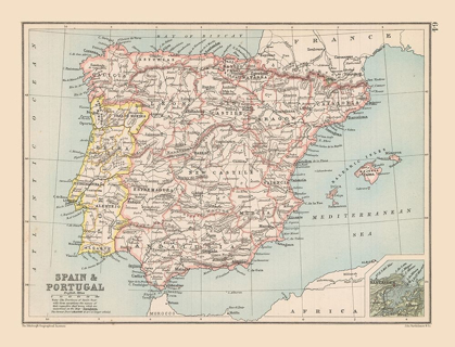 Picture of SPAIN PORTUGAL - BARTHOLOMEW 1892
