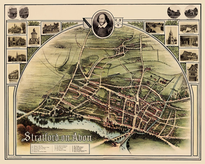 Picture of STRATFORD UPON AVON ENGLAND PANORAMIC - BROWN 1908