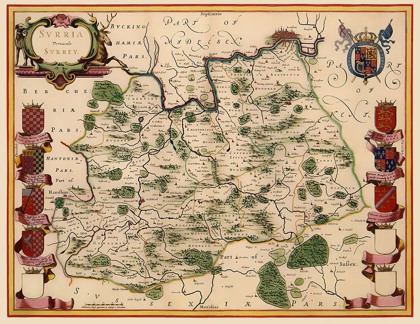 Picture of SURREY COUNTY ENGLAND - BLAEU 1646