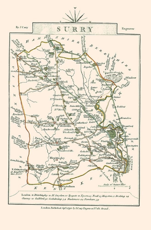 Picture of SURREY COUNTY ENGLAND - CARY 1792