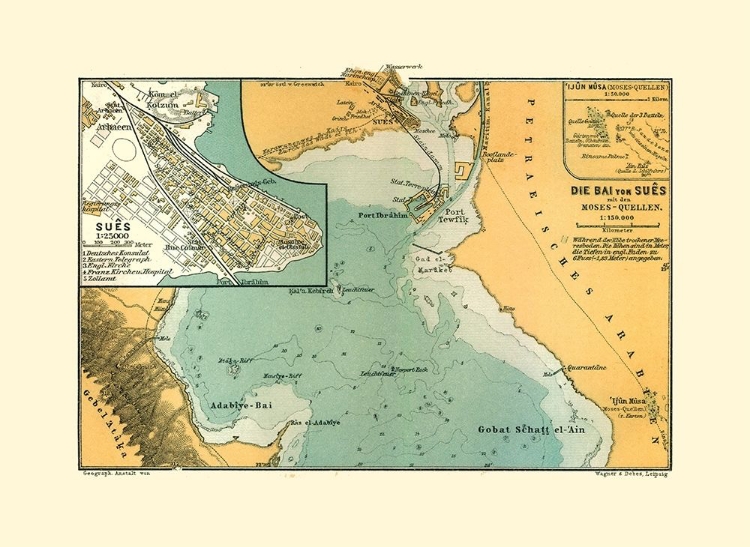 Picture of SUEZ EGYPT - BAEDEKER 1913