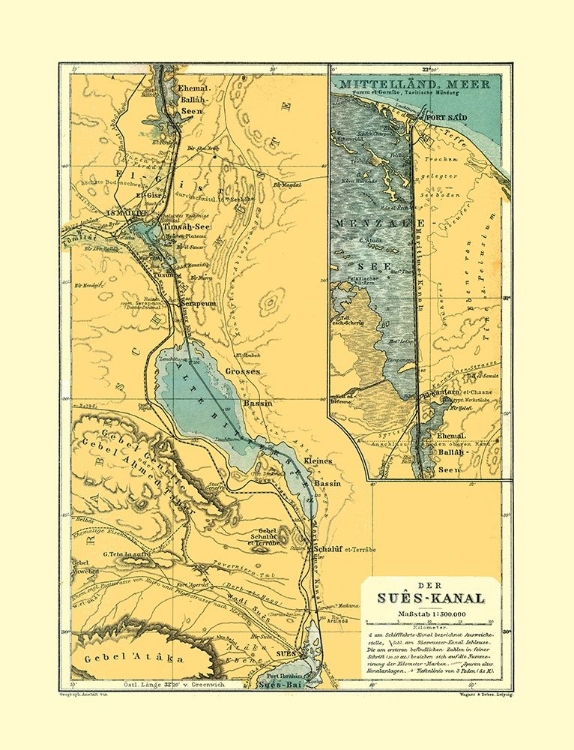 Picture of SUEZ CANAL EGYPT - BAEDEKER 1913