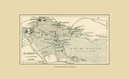 Picture of ZURICH SWITZERLAND ROUTE PLAN - SWISS GUIDE 1917