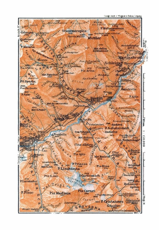 Picture of MARTINSBRUCK REGION SWITZERLAND - BAEDEKER 1921