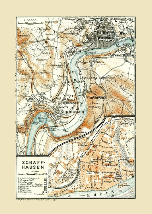 Picture of SCHAFFHAUSEN SWITZERLAND - BAEDEKER 1921