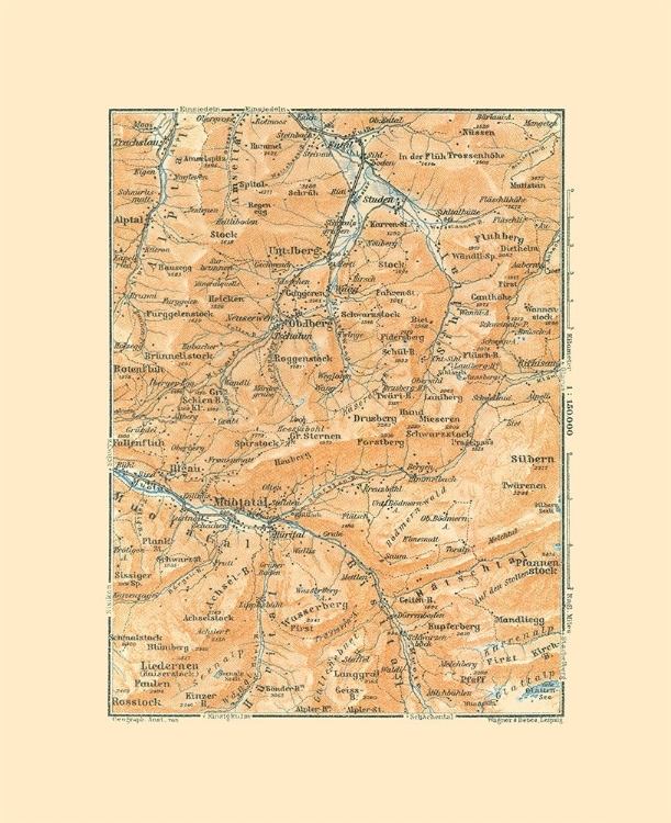 Picture of MUOTATHAL REGION SWITZERLAND - BAEDEKER 1921