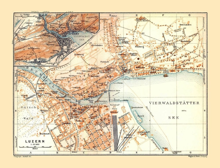 Picture of LUCERNE SWITZERLAND - BAEDEKER 1921