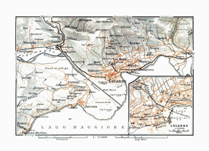 Picture of LOCARNO REGION SWITZERLAND - BAEDEKER 1921