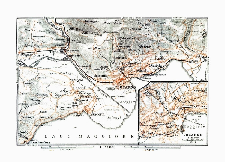 Picture of LOCARNO REGION SWITZERLAND - BAEDEKER 1921