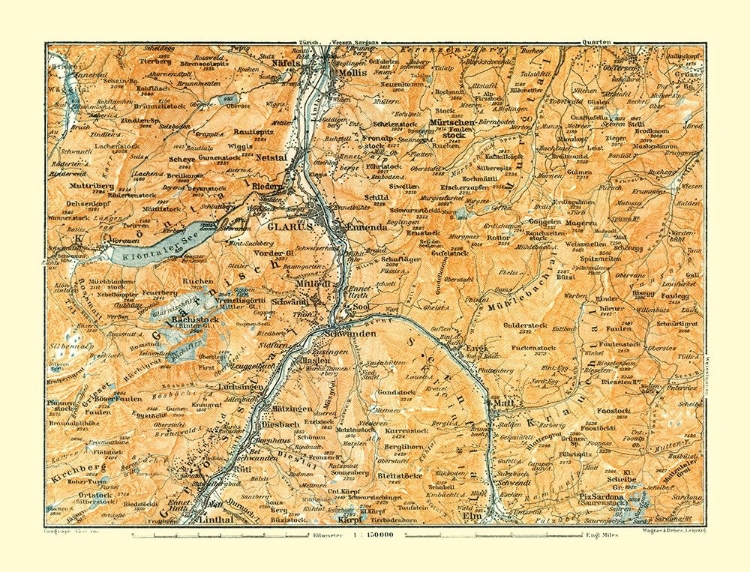 Picture of GLARUS REGION SWITZERLAND - BAEDEKER 1921