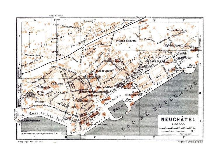 Picture of NEUCHATEL SWITZERLAND - BAEDEKER 1921