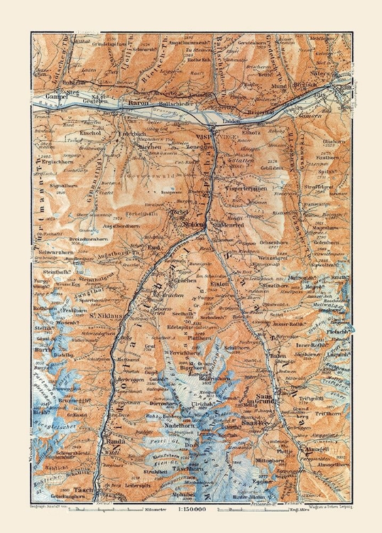 Picture of STALDEN REGION SWITZERLAND - BAEDEKER 1921