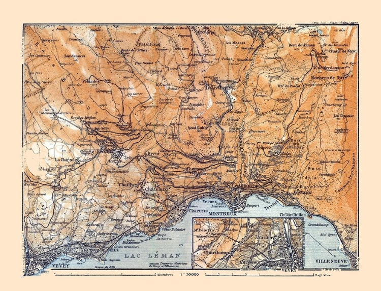 Picture of LAKE GENEVA SWITZERLAND - BAEDEKER 1921