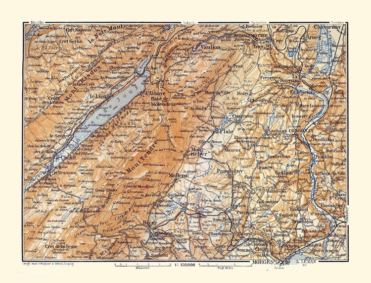 Picture of MONT TENDRE REGION SWITZERLAND - BAEDEKER 1921