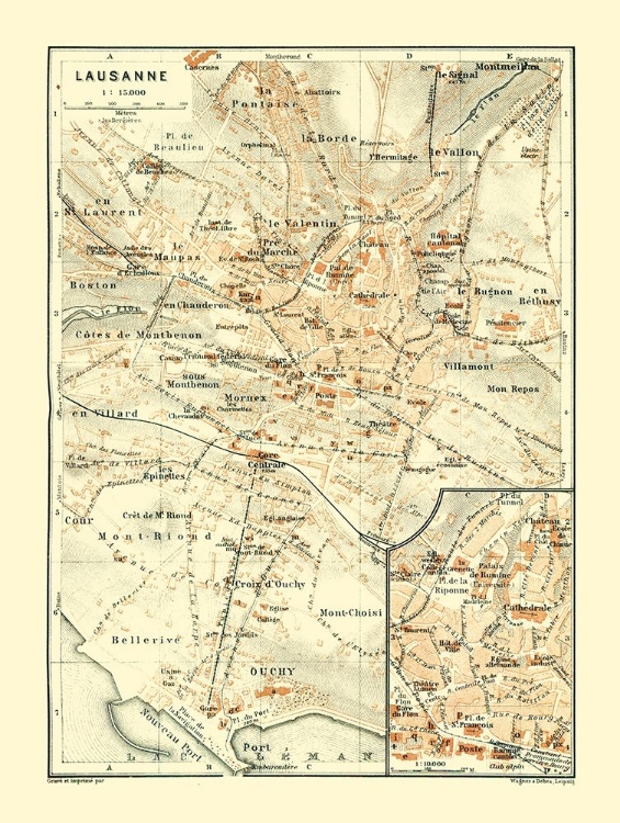 Picture of LAUSANNE SWITZERLAND - BAEDEKER 1921