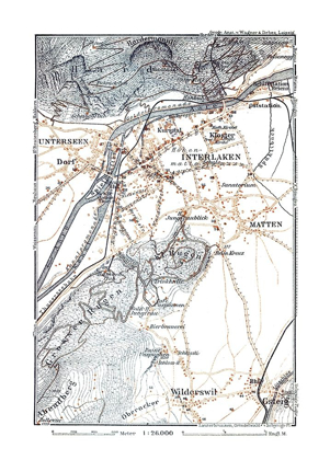 Picture of INTERLAKEN REGION SWITZERLAND - BAEDEKER 1921