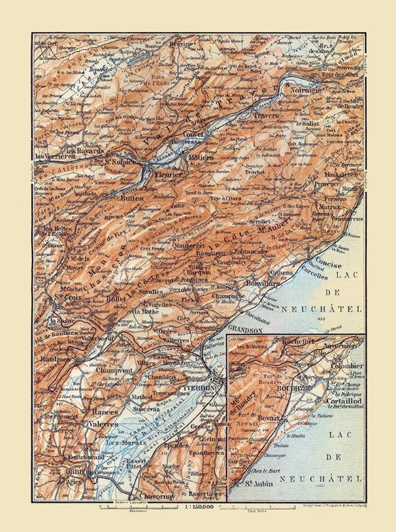 Picture of FLEURIER REGION SWITZERLAND - BAEDEKER 1921