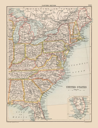 Picture of EASTERN UNITED STATES - BARTHOLOMEW 1892
