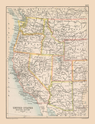 Picture of WESTERN UNITED STATES - BARTHOLOMEW 1892