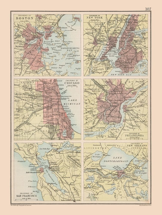 Picture of MAJOR CITIES UNITED STATES - BARTHOLOMEW 1892