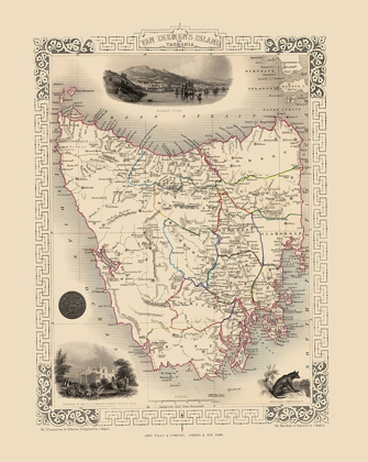 Picture of VAN DIEMENS LAND TASMANIA AUSTRALIA - TALLIS 1851
