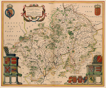 Picture of WARWICKSHIRE WORCESTERSHIRE ENGLAND - JANSSON 1646
