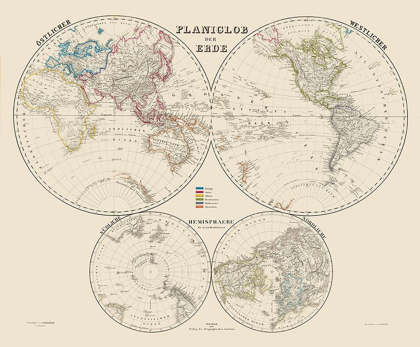 Picture of WORLD HEMISPHERES - WEIMER 1856