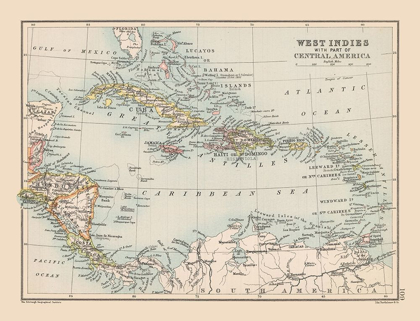 Picture of WEST INDIES CENTRAL AMERICA - BARTHOLOMEW 1892