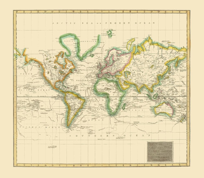 Picture of WORLD HYDROGRAPHICAL CHART - THOMSON 1814