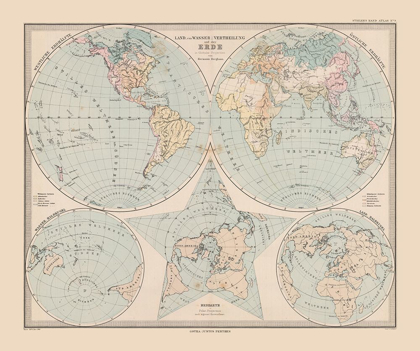 Picture of LAND WATER DISTRIBUTION EARTH - STIELER 1885