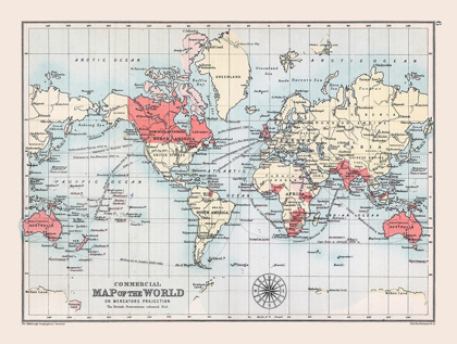 Picture of COMMERCIAL ROUTE WORLD - BARTHOLOMEW 1892