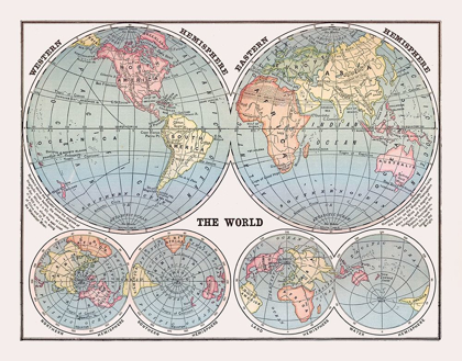 Picture of WESTERN EASTERN HEMISPHERES - MONTEITH 1882