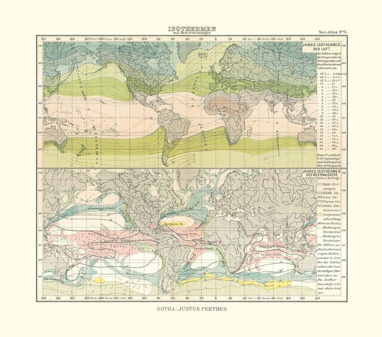 Picture of ISOTHERM OCEAN CURRENTS - PERTHES 1914