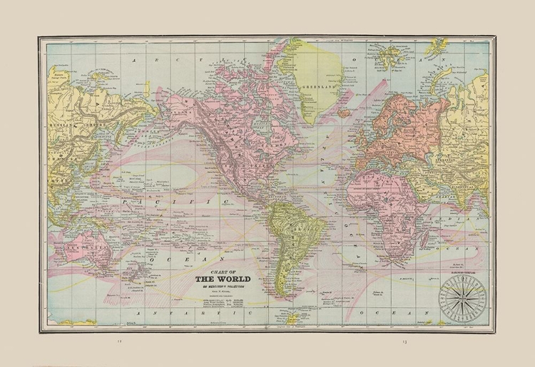 Picture of WORLD CHART - CRAM 1892