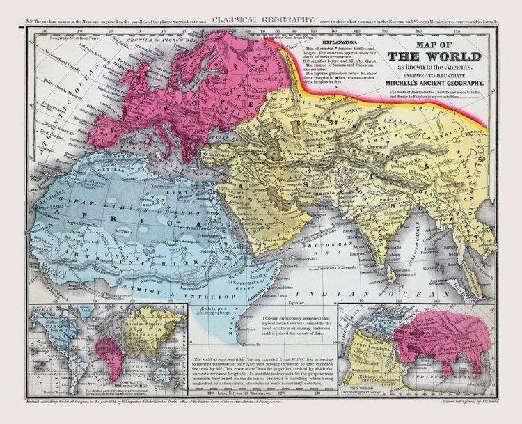 Picture of WORLD AS KNOWN TO ANCIENTS - MITCHELL 1844