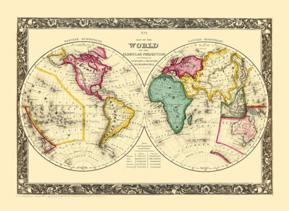 Picture of WORLD GLOBULAR PROJECTION - MITCHELL 1860