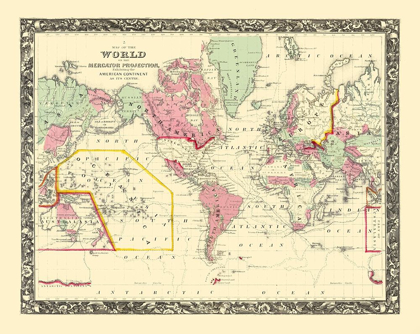 Picture of WORLD AMERICAN CONTINENT MERCATOR PROJECTION