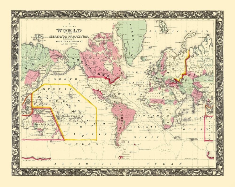 Picture of WORLD AMERICAN CONTINENT MERCATOR PROJECTION